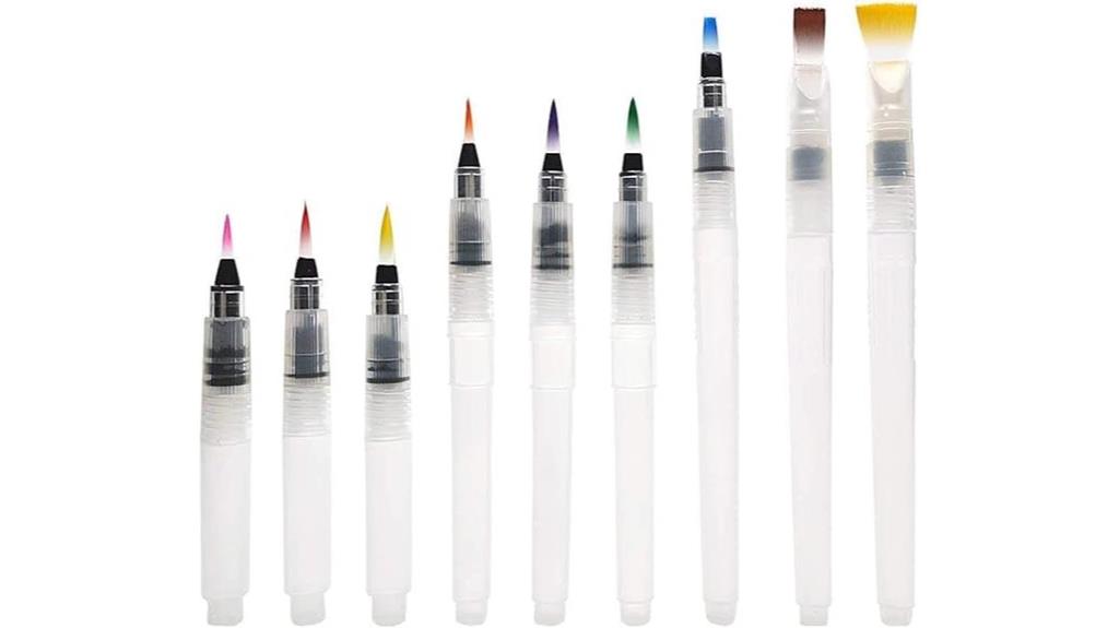 set of nine watercolor pens