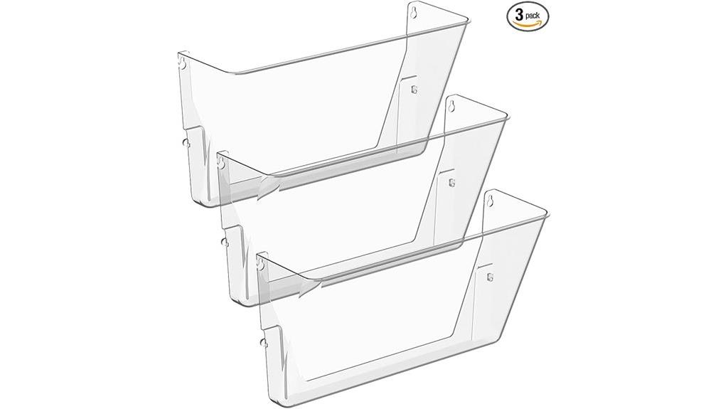 set of three clear wall organizers