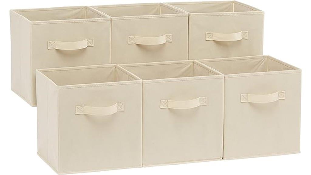 six collapsible fabric storage cubes