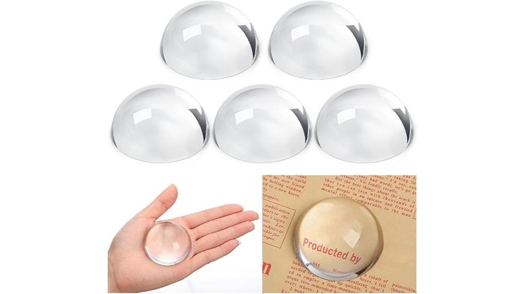 six crystal dome magnifiers