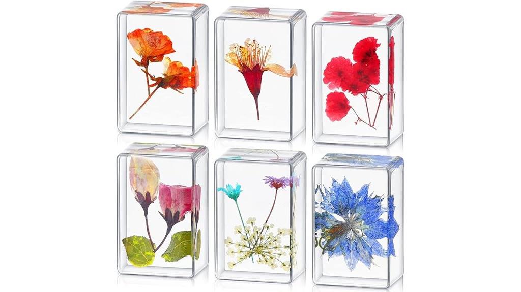 six flower resin paperweights