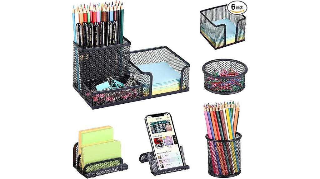 six piece mesh desk organizer