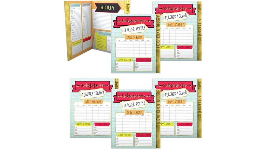 six substitute teacher folders