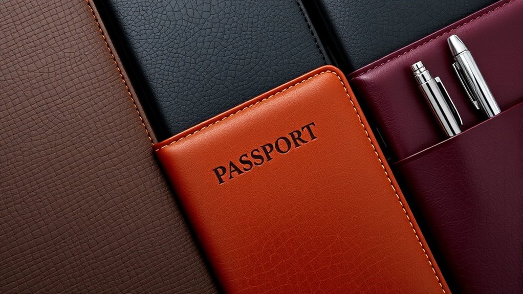 stylish passport and pen holders