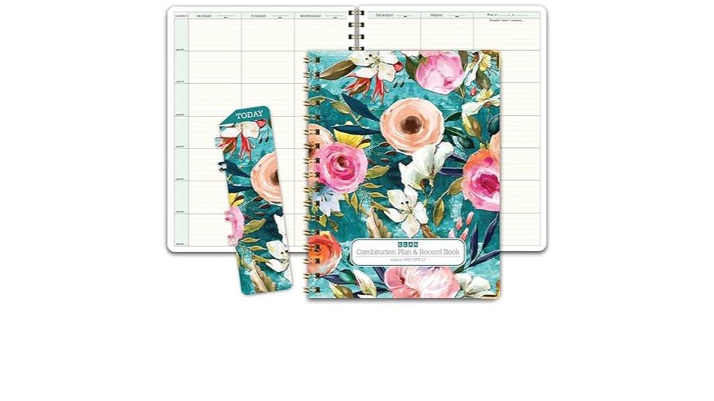 teal floral hardcover book