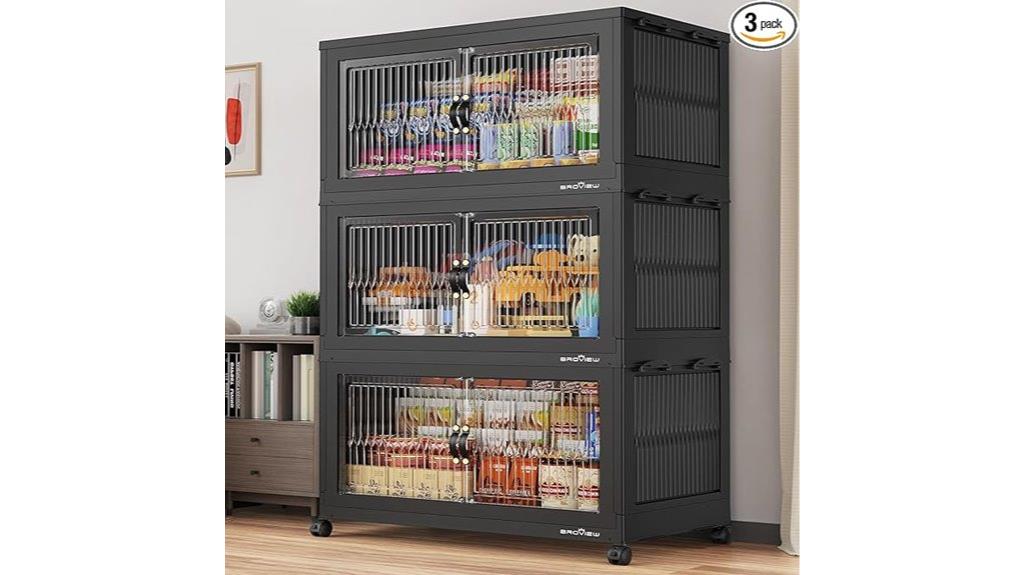three pack black storage bins