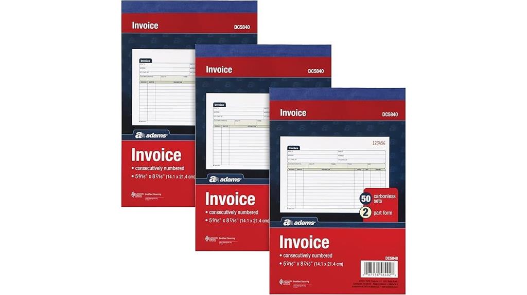 three pack invoice set