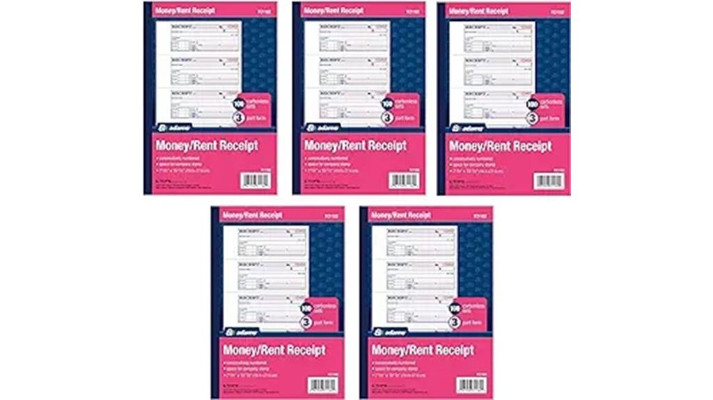 three part carbonless receipt book