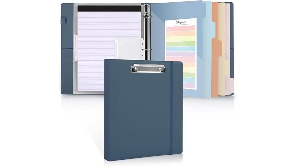 three ring binder with clipboard