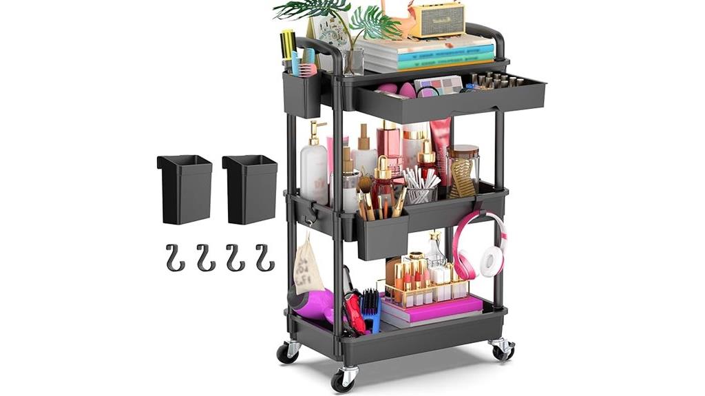 three tier rolling cart