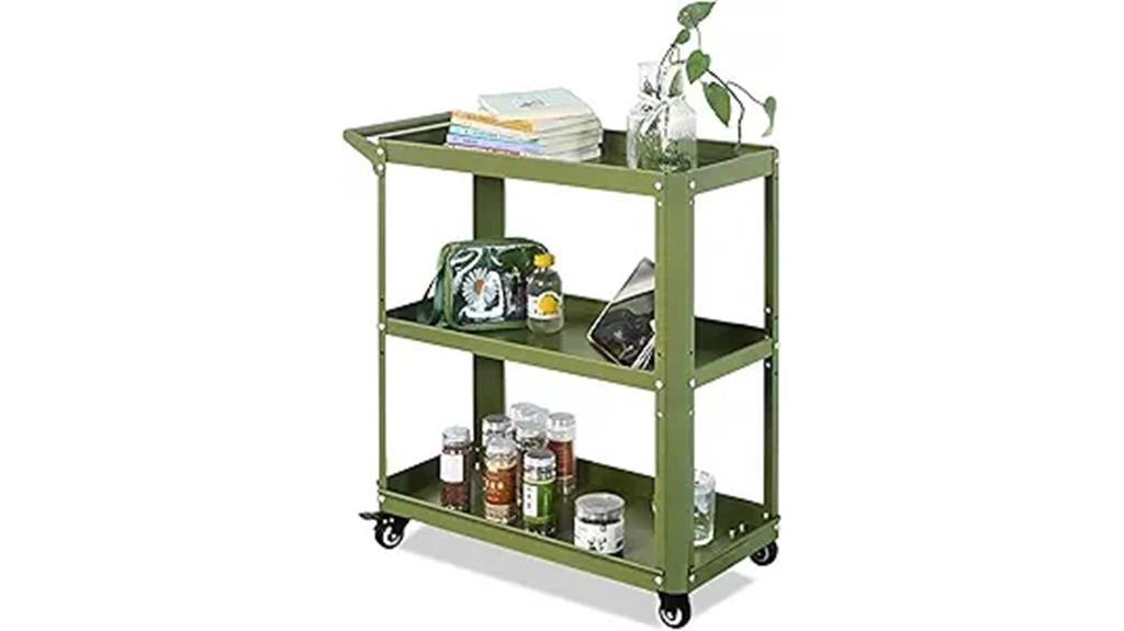 three tier rolling cart