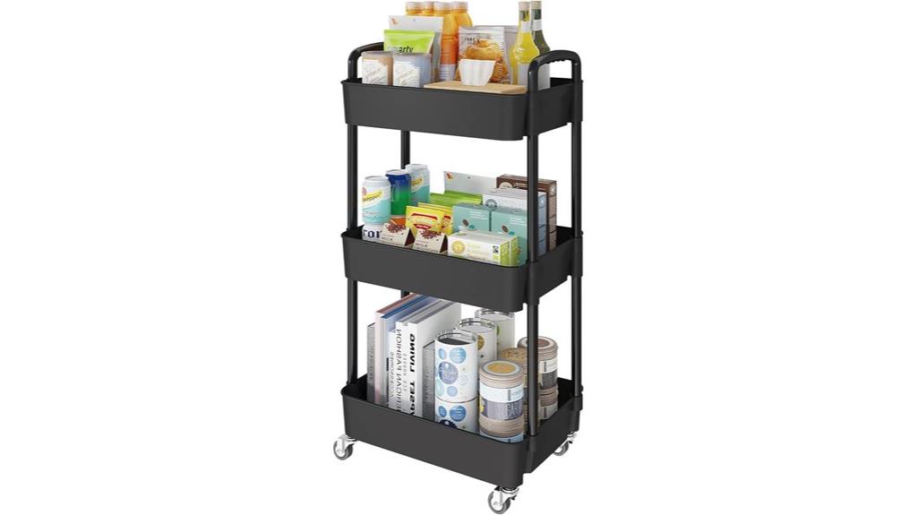 three tier wheeled kitchen cart