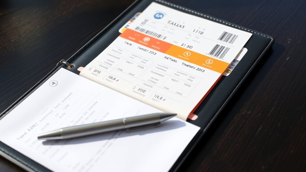travel documents and confirmations