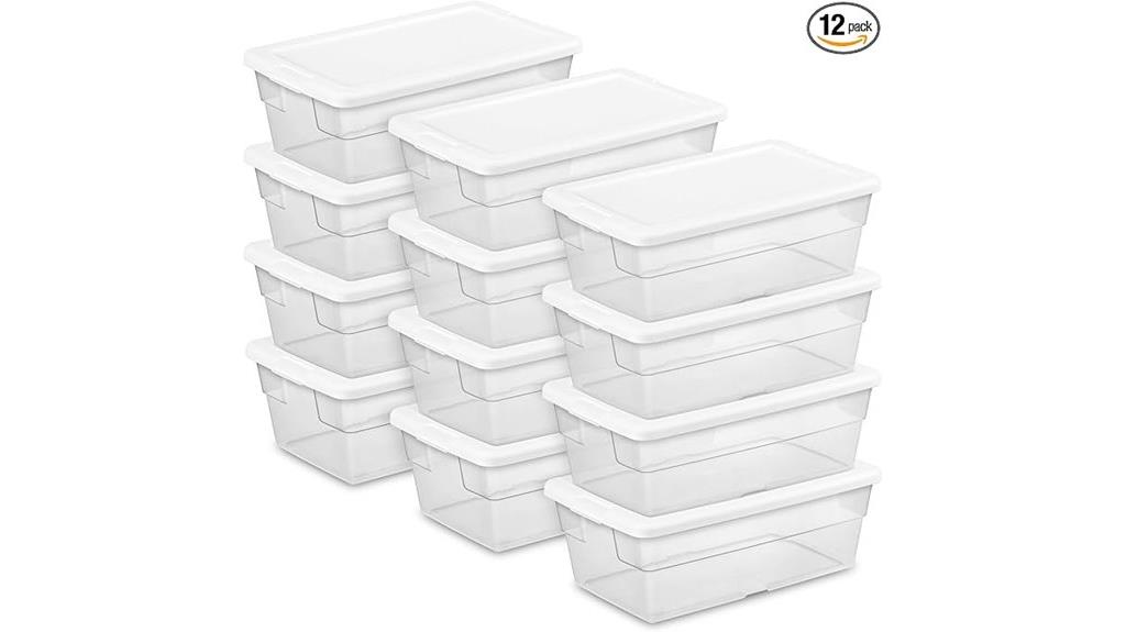 twelve 6 quart storage containers