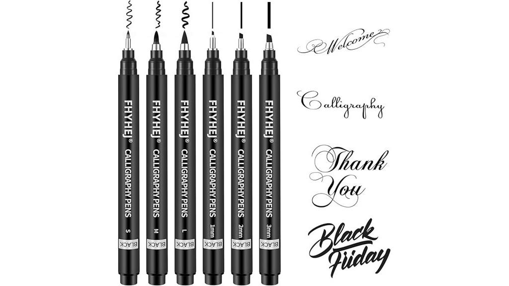 variety of calligraphy pen sizes