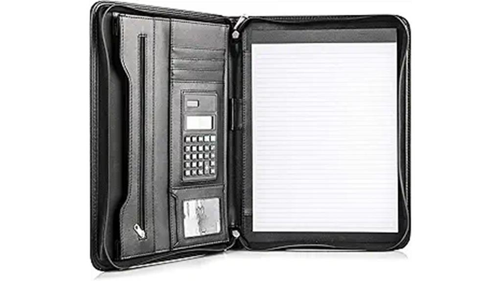 vegan leather portfolio zipper