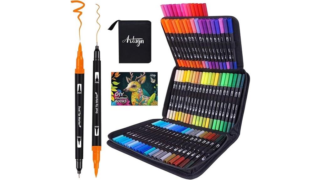vibrant 72 color brush pens