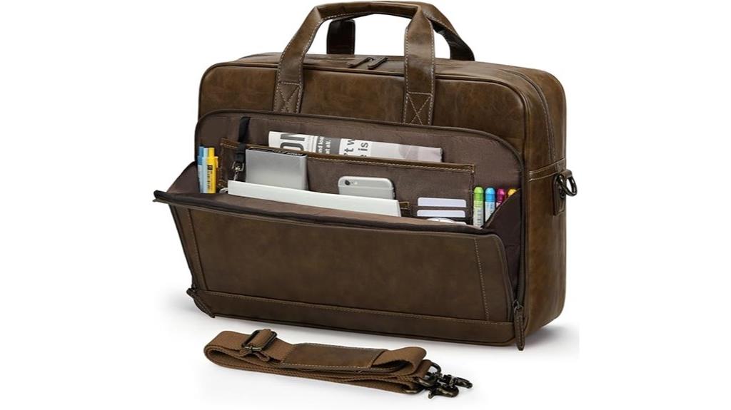 vintage brown leather briefcase