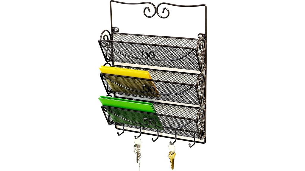 wall mounted bronze mail organizer