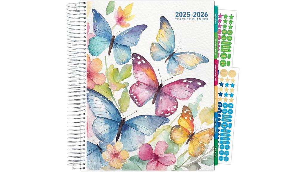 watercolor butterflies teacher planner