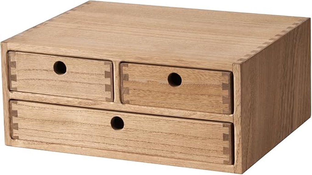 wooden desktop organizer with drawers