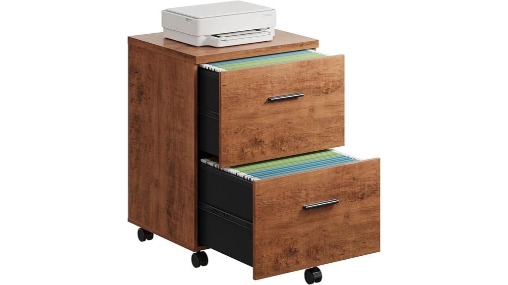 wooden two drawer filing cabinet