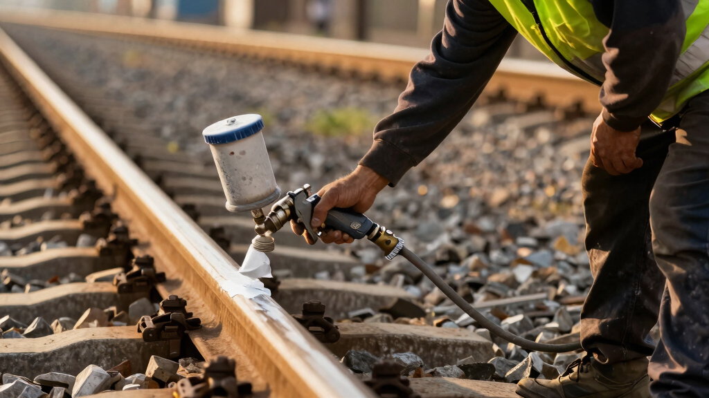 Painting The Sides Of Railroad Rails White To Reduce Derailment